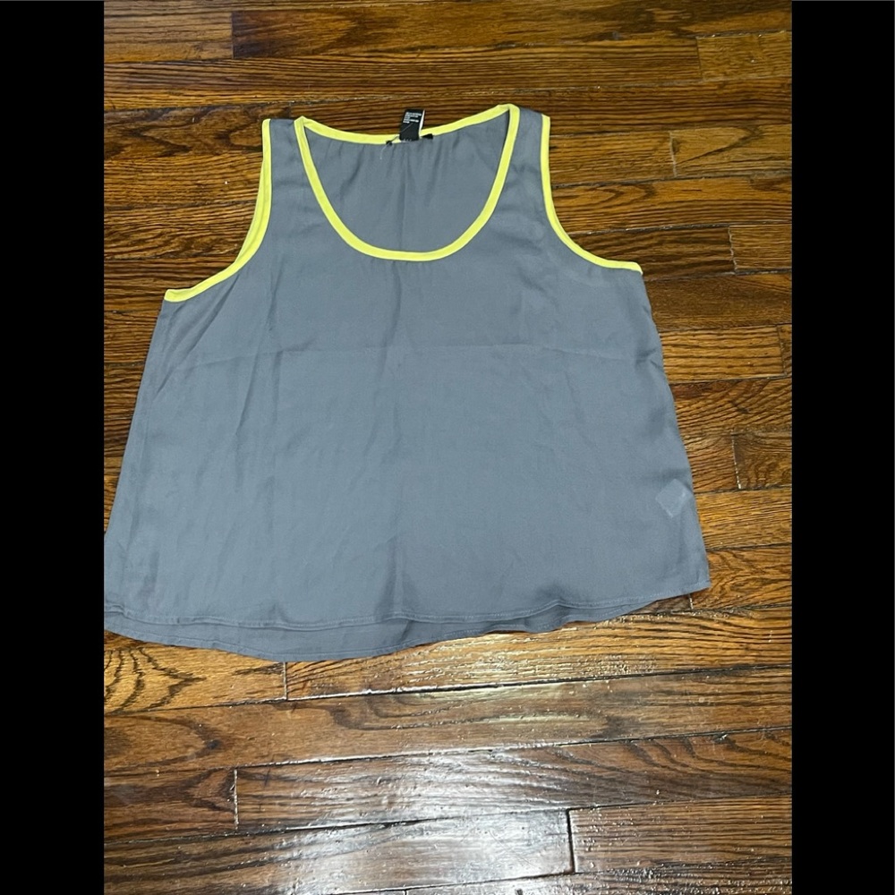 Forever 21 gray and neon yellow shear tank